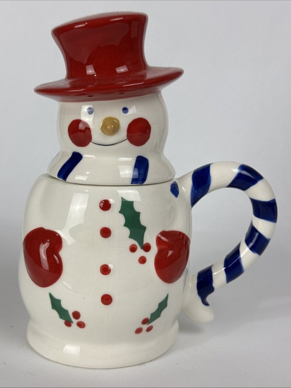 Temptations Snowman Red Hat Ceramic 12oz Mug holiday Christmas decor cup